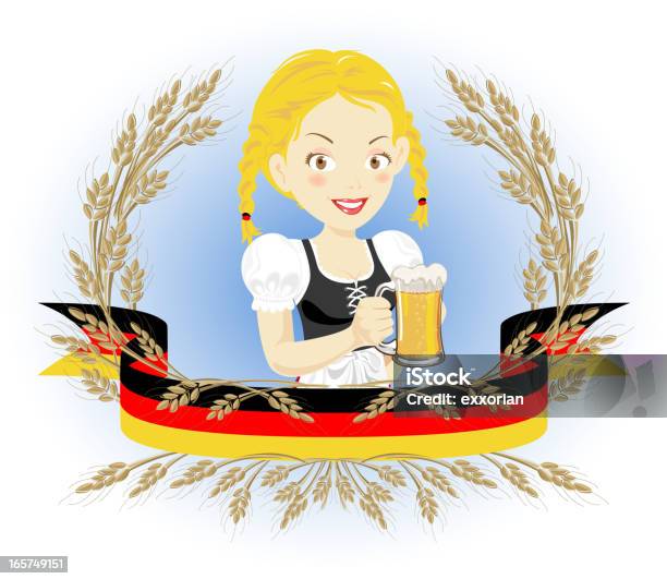 Beer Fest Beer Girl Stock Illustration - Download Image Now - Braided Hair, One Woman Only, Women