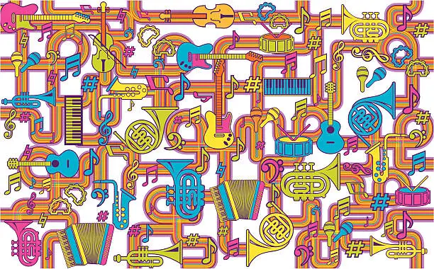Vector illustration of musical instruments background