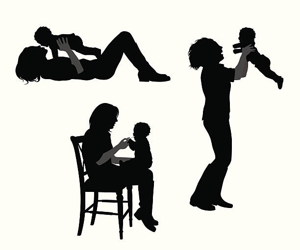 baby'nme - silhouette mother baby computer graphic stock illustrations