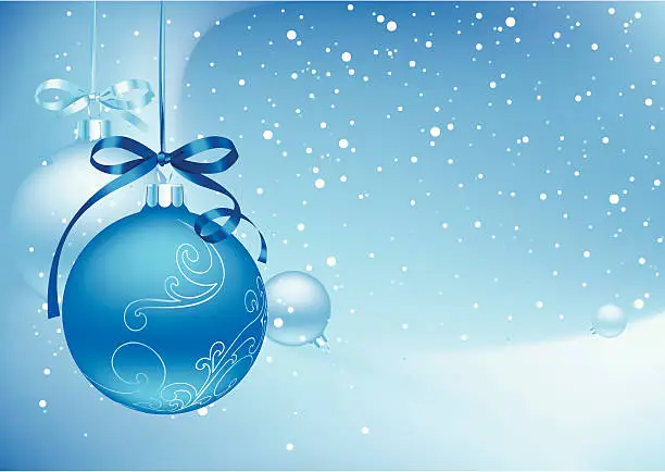 Vector illustration of Christmas decoration on blue background