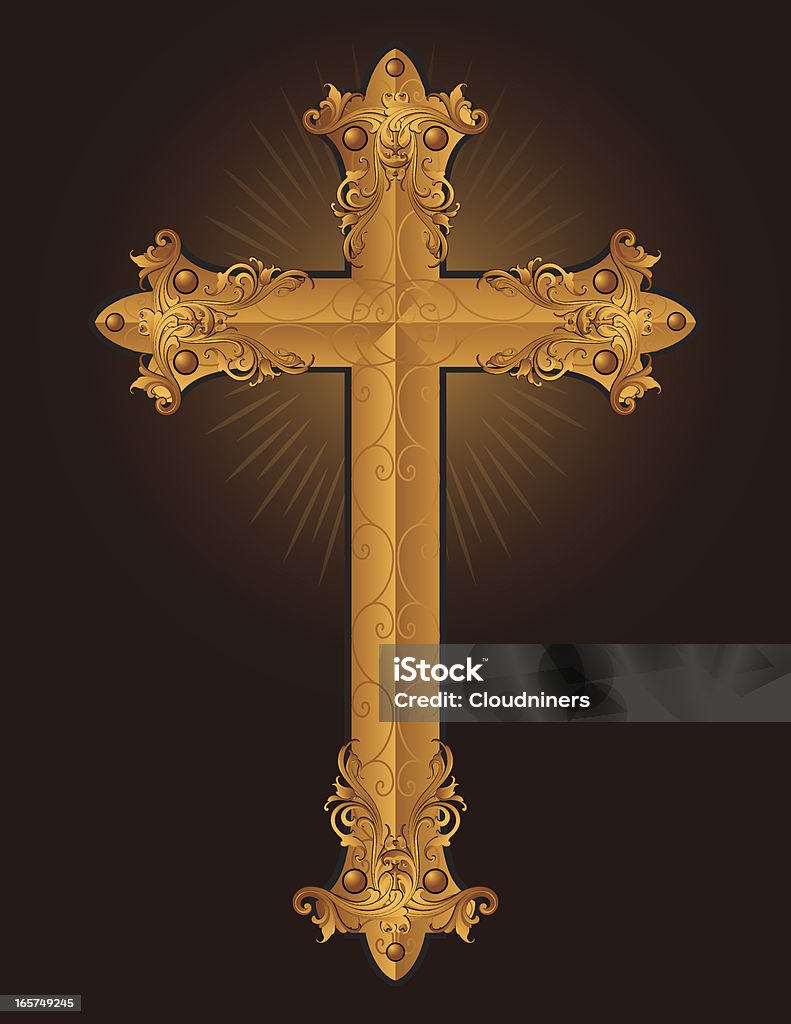 Oro intagliato Cross - arte vettoriale royalty-free di A forma di croce