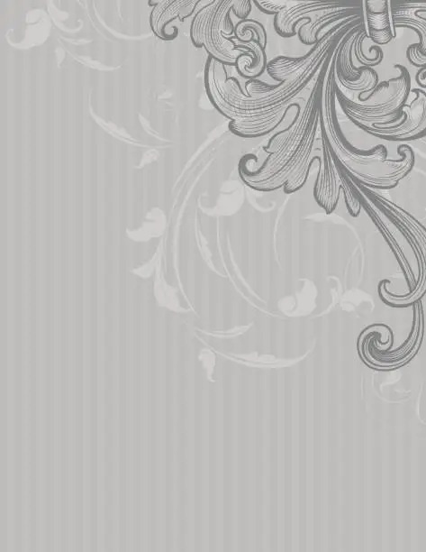 Vector illustration of Grey Scrollwork Corner Page