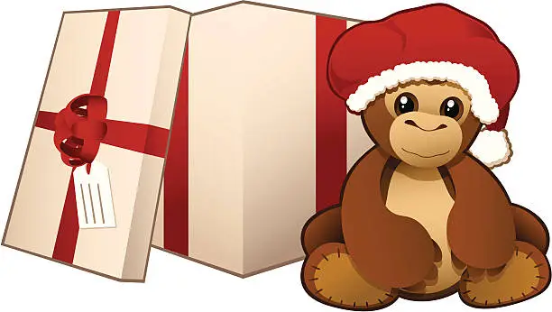 Vector illustration of X-mas gift - Andy The Ape