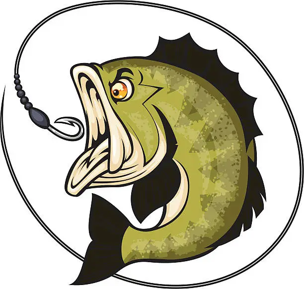 Vector illustration of bass fishing