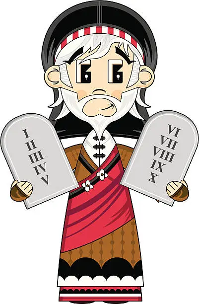 Vector illustration of Cute Moses with Ten Commandments