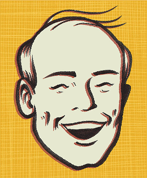 przedwczesne retro łysieć - completely bald obrazy stock illustrations