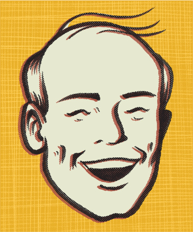 this is an illustration of a premature balding man, in a throwback retro style
