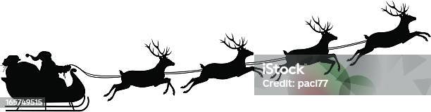 Silhouette Of Santas Sleigh Stock Illustration - Download Image Now - Sled, Christmas, Santa Claus