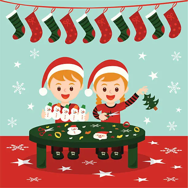 Vector illustration of Christmas art and craft fun