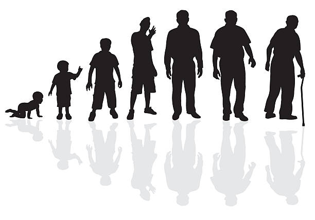 ilustrações, clipart, desenhos animados e ícones de masculino ciclo de vida silhueta - senior adult silhouette senior men people