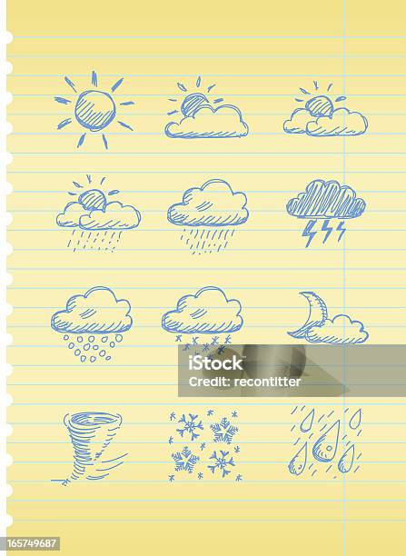 기상으로 아이콘 세트를 낙서 스타일 태양-하늘에 대한 스톡 벡터 아트 및 기타 이미지 - 태양-하늘, 햇빛, 드로잉