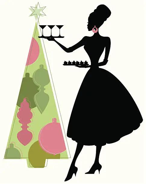 Vector illustration of Christmas Hostess