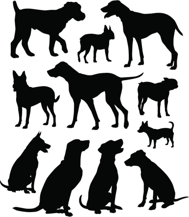 Who let the dogs out? A collection of canine silhouettes.