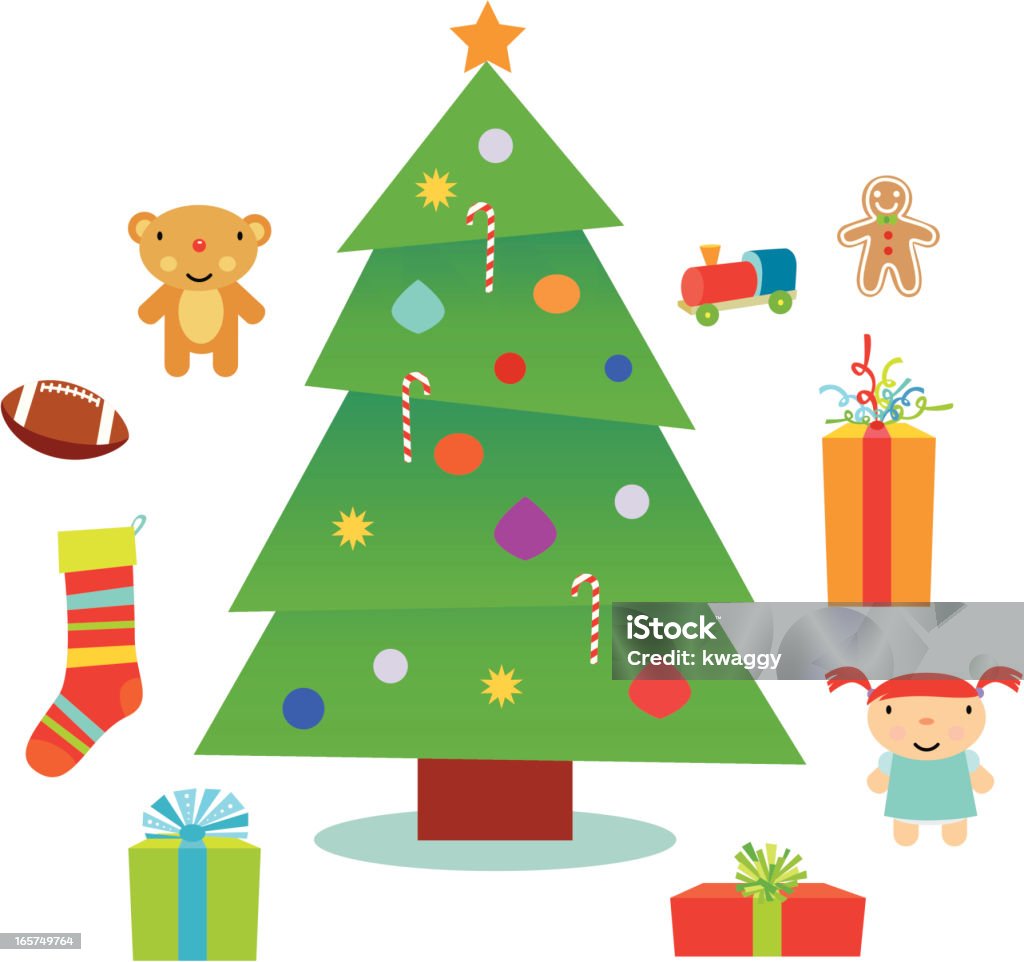 Christmas Tree & Gifts Decorated Christmas tree surrounded with gifts. Editable vector file. Candy Cane stock vector