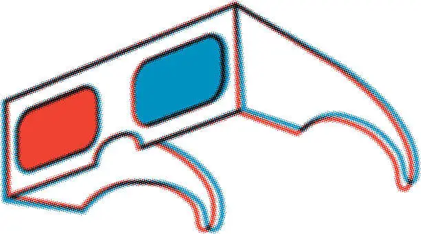 Vector illustration of retro 3d glasses