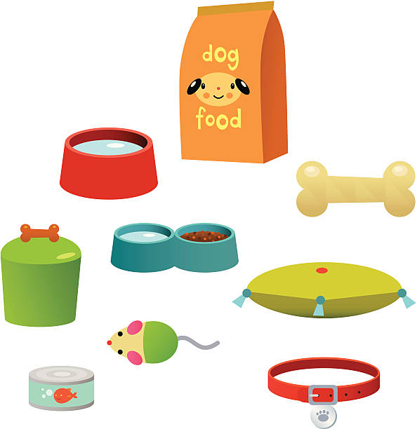 Pet Accessories Various accessories for your cat or dog. Editable vector file. rodent bedding stock illustrations