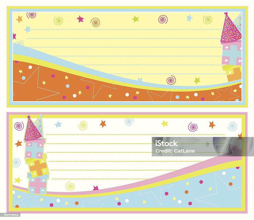 Birthday Party Banners "Birthday party banners with party hats, gifts and space for your message." Art And Craft stock vector