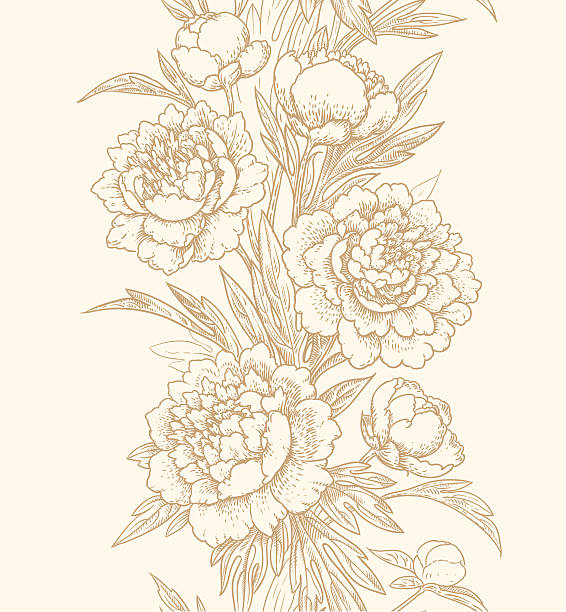 Vertical floral seamless pattern. vector art illustration