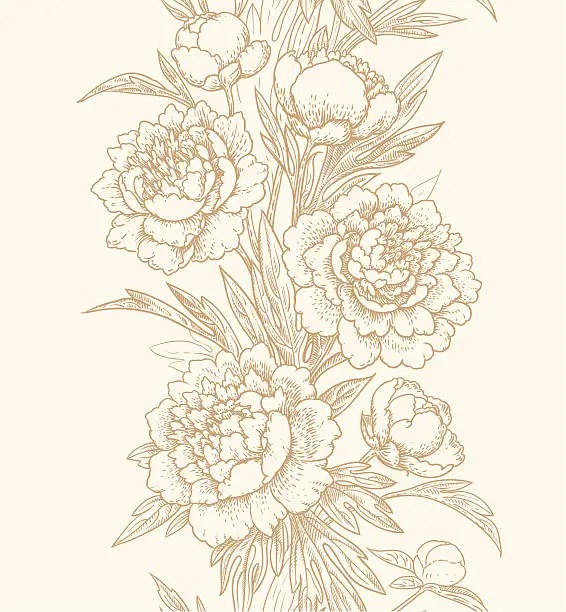 Vector illustration of Vertical floral seamless pattern.