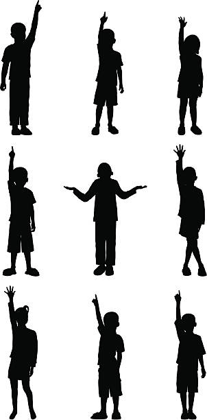 어린이 hands 바라요 - child pre adolescent child little girls white background stock illustrations