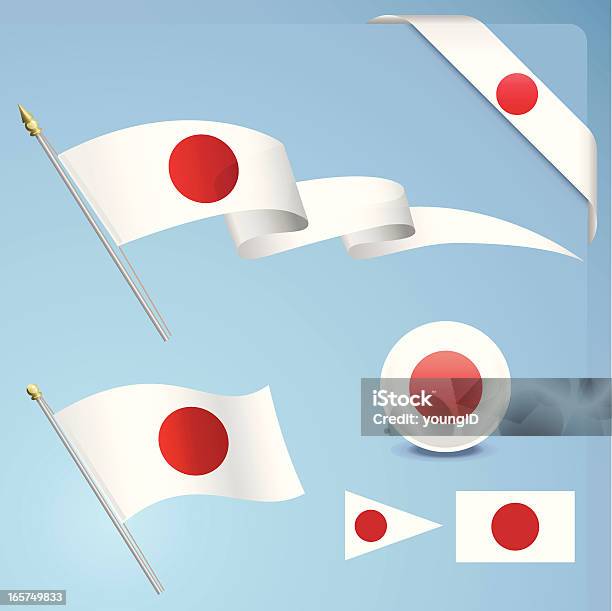 Vetores de Conjunto De Bandeira Japonesa e mais imagens de Bandeira Japonesa - Bandeira Japonesa, Bandeira nacional, Conjunto de ícones