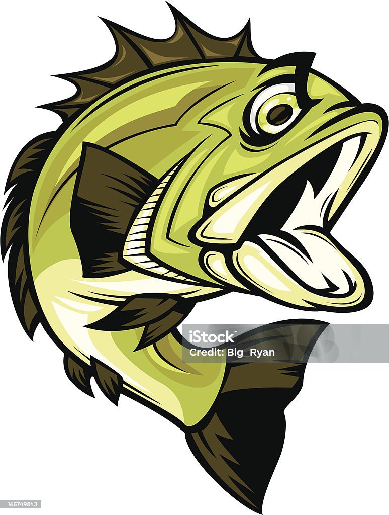 aggressive cartoon bass cartoon bass with a lot of attitude Sea Bass stock vector