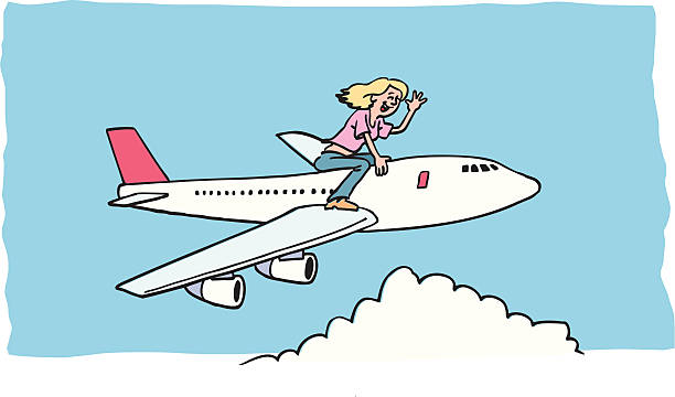 illustrations, cliparts, dessins animés et icônes de femme volant - femme voyage avion