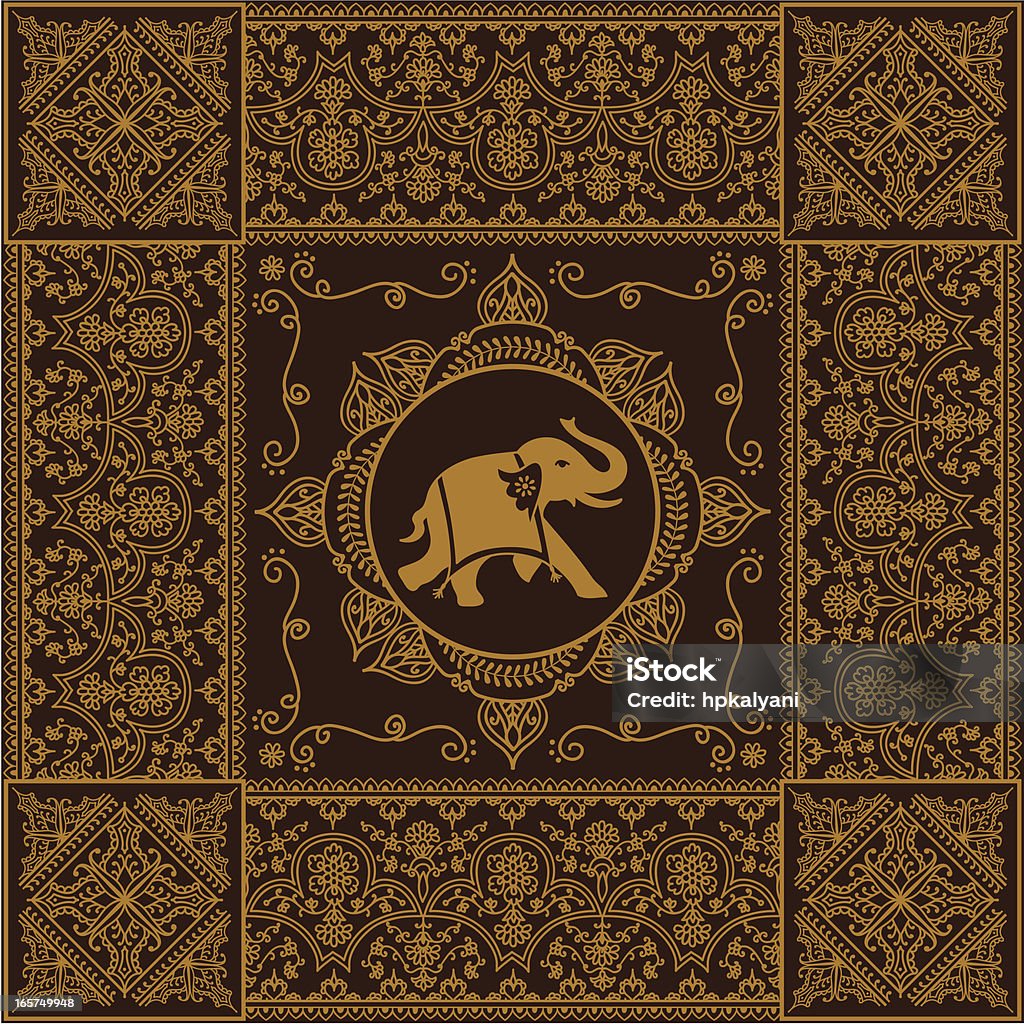 Golden Elephant A golden elephant surrounded by three ornate border designs - which can all be used separately. (Includes .jpg)  Elephant stock vector