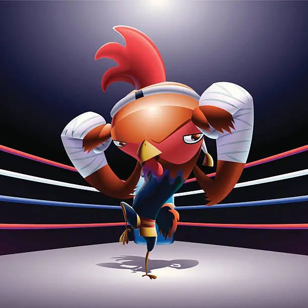 Vector illustration of boxing chicken