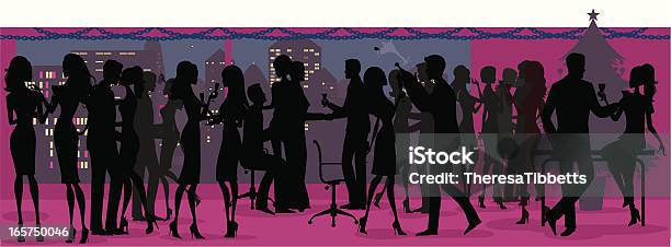 Office Christmas Party Silhouette Stock Illustration - Download Image Now - Party - Social Event, In Silhouette, Office Party