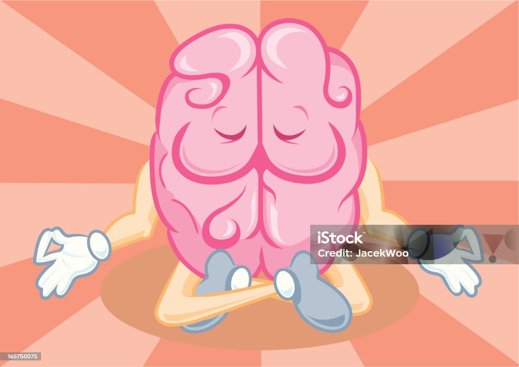 Peace of Mind Meditating Brain Mascot. Layered Vector. Cartoon stock vector