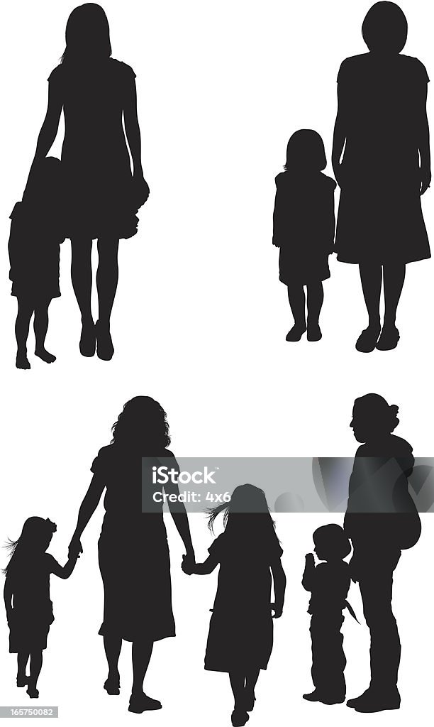 Mothers with their children Mothers with their childrenhttp://www.twodozendesign.info/i/1.png In Silhouette stock vector