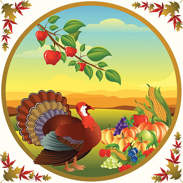 추수감사절 이뤄보세요. - thanksgiving plum autumn apple stock illustrations