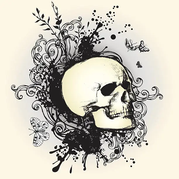 Vector illustration of Vintage Skull