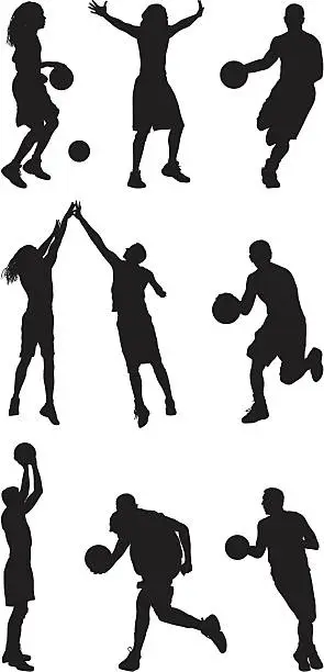 Vector illustration of Basketball players playing street ball