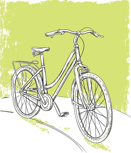 Vector illustration of Bicycle drawing with a green background