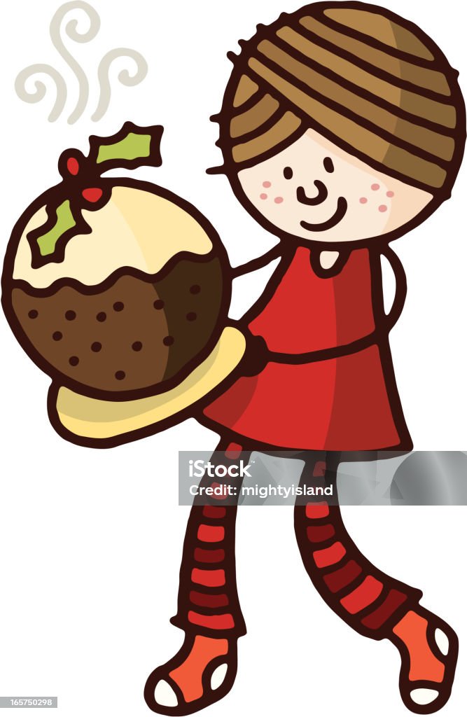 Fille avec un pudding de Noël - clipart vectoriel de Adulte libre de droits