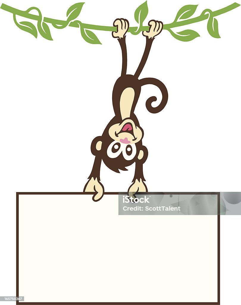 Monkey hängendes Schild - Lizenzfrei Menschenaffe Vektorgrafik