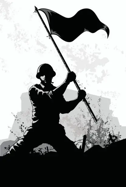 Vector illustration of waving the flag