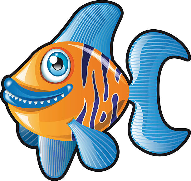 Cute Vector Fish Fish Vector illustration in cartoon style. orange piranha stock illustrations