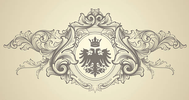 Eagle Baroque Crest coat of arms vector art illustration