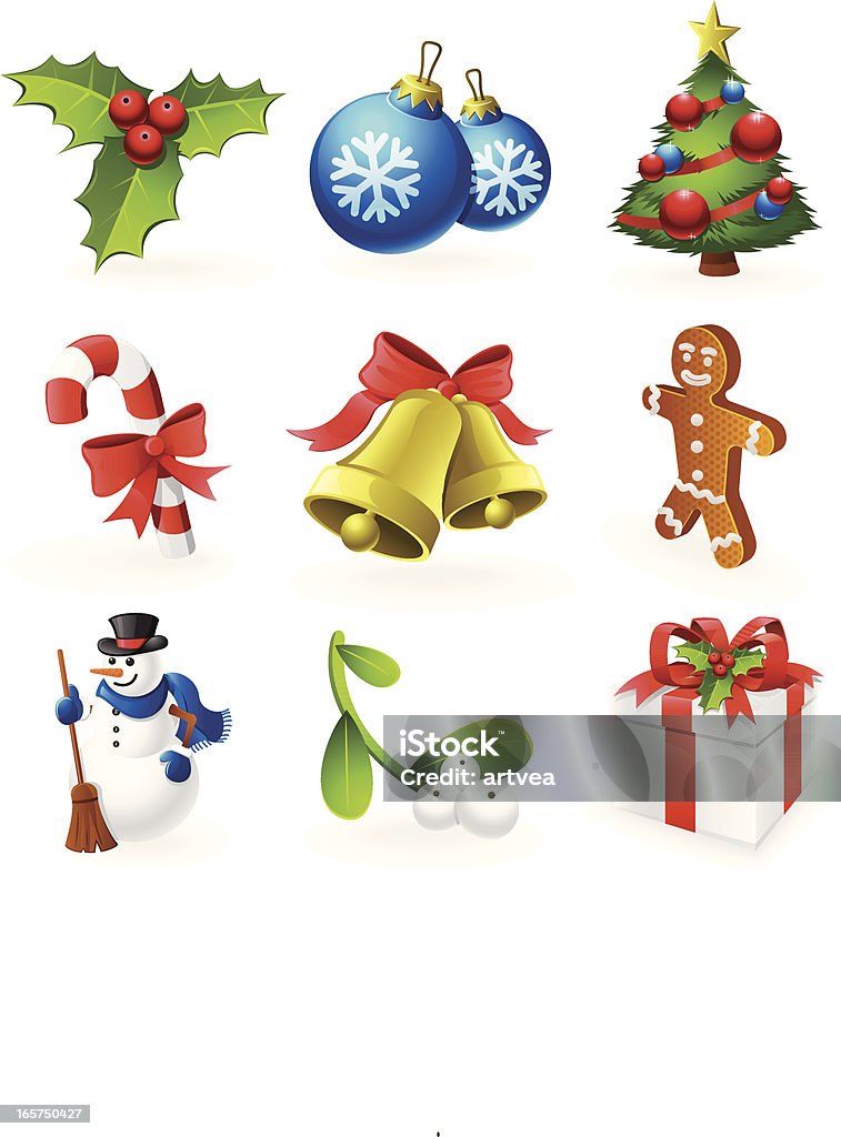 Conjunto de iconos de Navidad - arte vectorial de Tridimensional libre de derechos