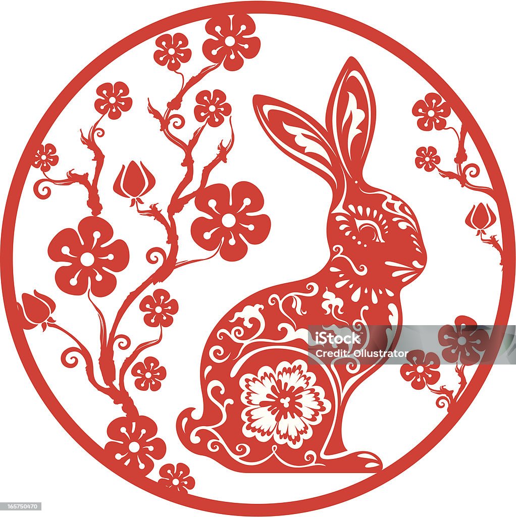 Chinês ano do coelho 2011 (vermelho - Vetor de Coelho - Animal royalty-free