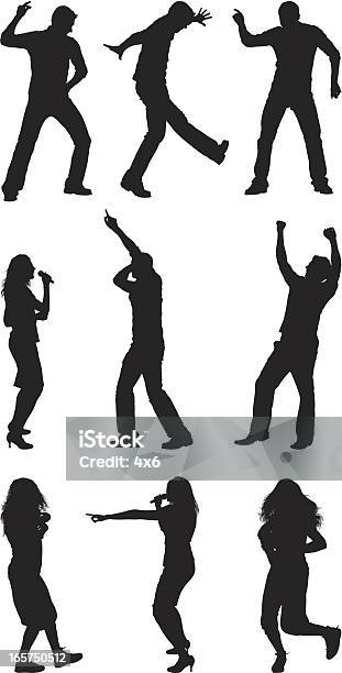 Men And Women Dancing Silhouettes Stock Illustration - Download Image Now - Activity, Adult, Black And White