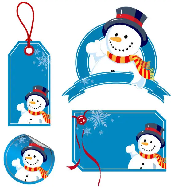 Vector illustration of Snowman Price Tag