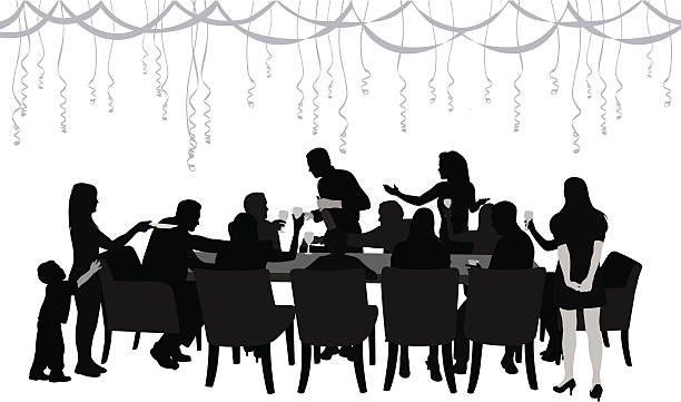 celebration - toast party silhouette people stock-grafiken, -clipart, -cartoons und -symbole