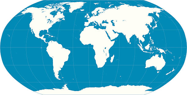 World map blue Vector illustration of a  equator line stock illustrations