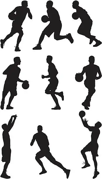 Vector illustration of Basketball players fastbreak