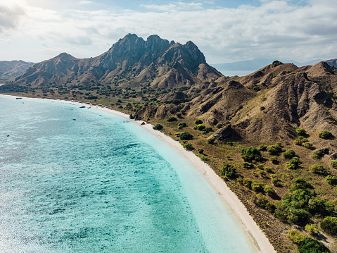 Aerial View Pink Beach Komodo Island Indonesia