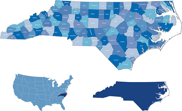 ilustrações de stock, clip art, desenhos animados e ícones de & condados mapa da carolina do norte - cape fear